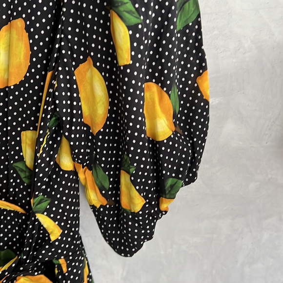 ESTELLE Print Limonata Tie Waist Cotton Blend Dress, 3X - Picture 4 of 12